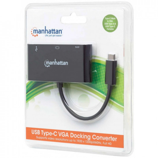 Convertidor USB-C a VGA SVGA + USB 3.0 + USB-C