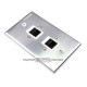 Placa Tapa 2 Jack RJ45 Cat6 crimpado en Aluminio