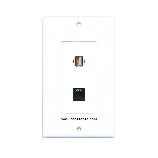 Placa Tapa decora ABS puerto USB 2.0 + Jack RJ45 Cat5e Placa Tapa decora ABS puerto USB 2.0 + Jack RJ45 Cat5e
