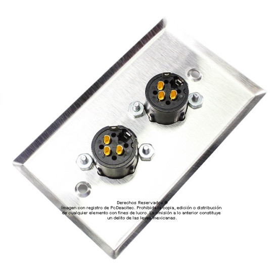 Placa Tapa XLR Canon Neutrik doble soldable en Acero Inoxidable Placa Tapa XLR Canon Neutrik doble soldable en Acero Inoxidable