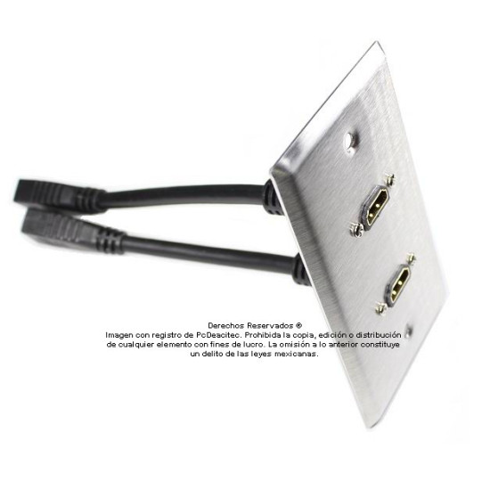 Placa Tapa doble HDMI pigtail en Aluminio