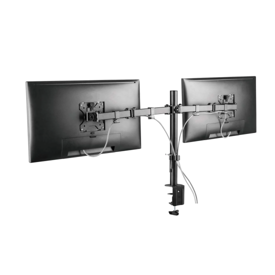 Soporte universal para 2 monitores con brazos de doble articulación Soporte universal para 2 monitores con brazos de doble articulación