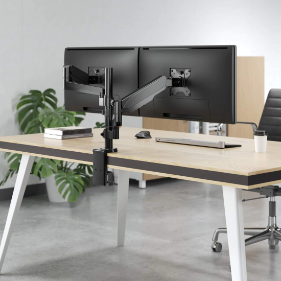Soporte universal para dos monitores, con pistón a gas Soporte universal para dos monitores, con pistón a gas