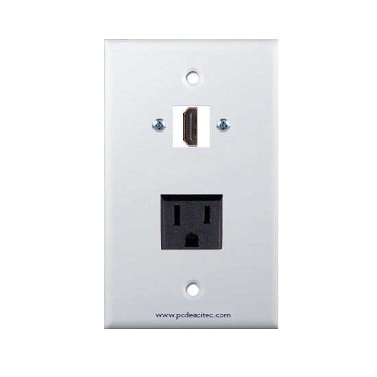 Placa Tapa HDMI 4k + Contacto Eléctrico Aterrizado en ABS Placa Tapa HDMI 4k + Contacto Eléctrico Aterrizado en ABS