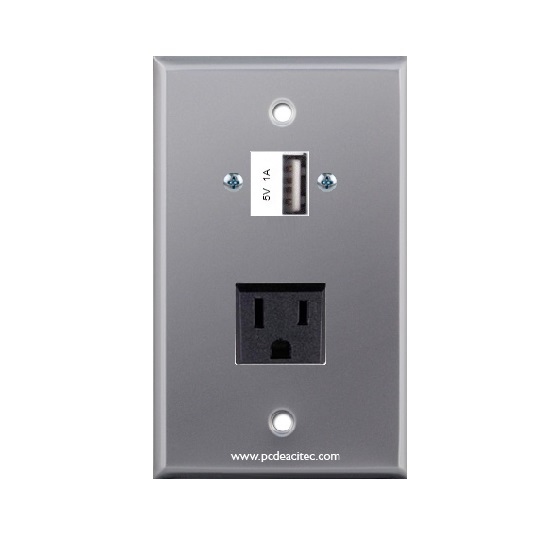 Placa Tapa USB de carga + contacto eléctrico en Aluminio Placa Tapa USB de carga + contacto eléctrico en Aluminio