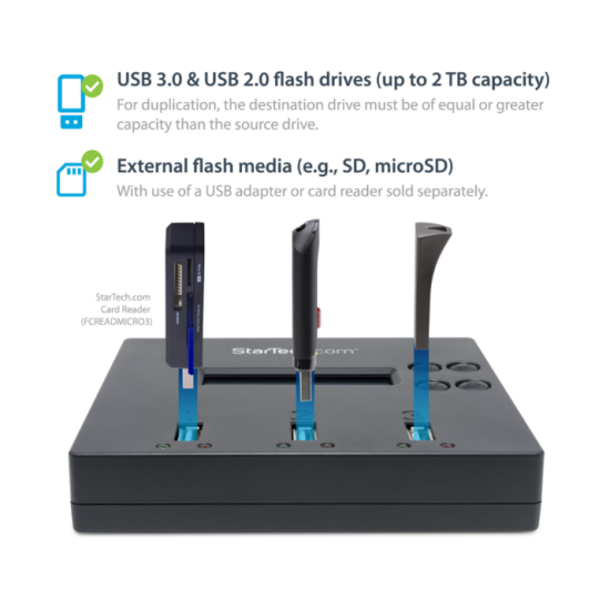 Duplicadora de memorias USB 1x2 portátil