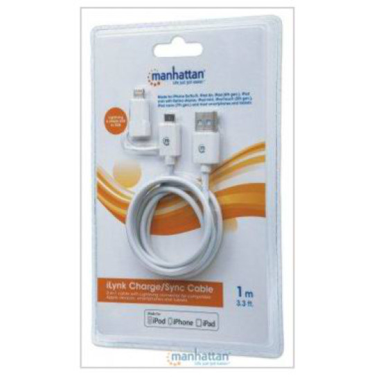 Cable USB a micro USB con adaptador lightning integrado de 1 m