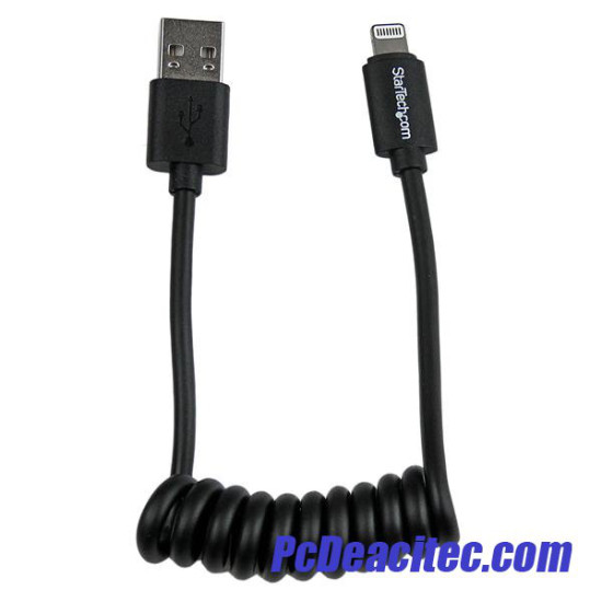 Cable en Espiral Lightning a USB A 2.0 de 30 cm