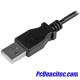 Cable de 1m Micro USB con conector acodado a la izquierda - Cable de Carga y Sincronización