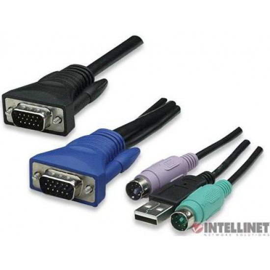 Cable KVM, USB 2.0, VGA mouse y teclado de 1.8 m