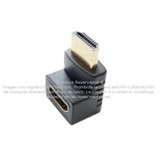 Adaptador HDMI hembra a HDMI macho 90° en forma de L hacia arriba