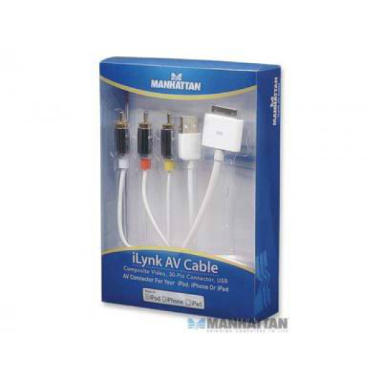 Cable 30 pines ipod, ipad, iphone a AV Compuesto con USB