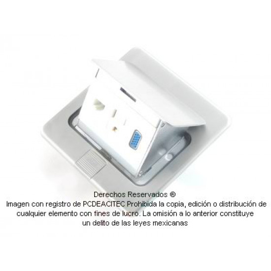 Caja modular retráctil multipuertos para mesa o piso, tapa inoxidable 202030