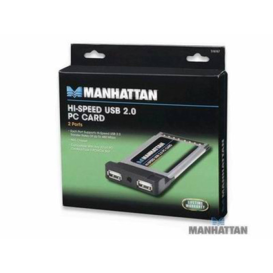 Tarjeta PCMCIA con 2 puertos externos USB 2.0