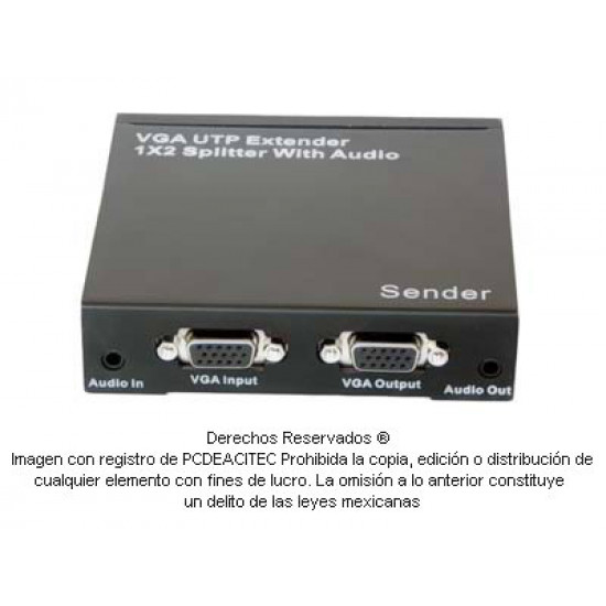 Extensor Splitter VGA + Audio 1x2 vía UTP hasta 300 m 