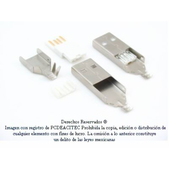 Conector USB macho tipo A para armar, soldable