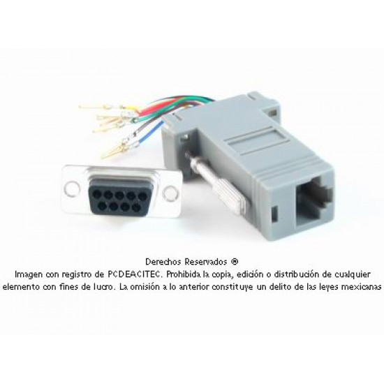 Adaptador modular serial DB9 macho a Jack RJ11