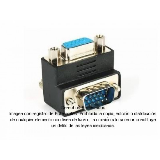 Adaptador VGA  en L 90° macho a hembra DERECHO 