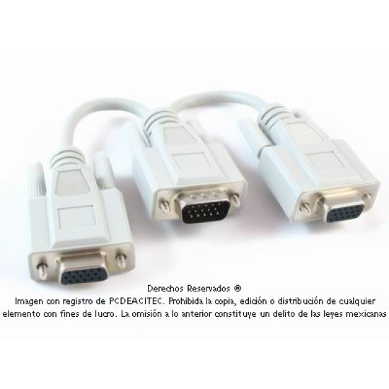 Cable VGA/SVGA,  HD15 macho a 2 x HD15 hembra en Y