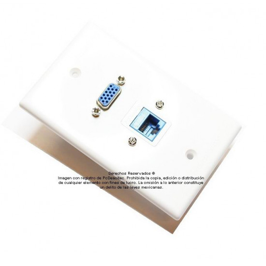 Placa Tapa VGA + Jack RJ45 CAT6 ponchable en ABS