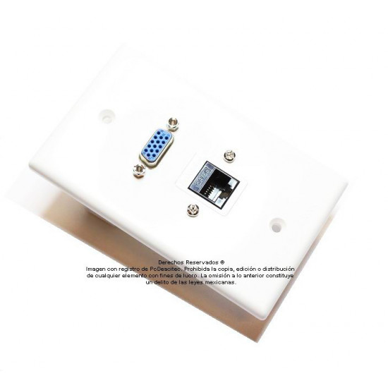 Placa Tapa VGA + RJ45 Cat5e ponchable en ABS