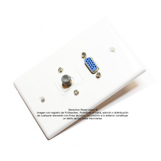 Placa Tapa VGA + Coaxial tipo F roscado en ABS