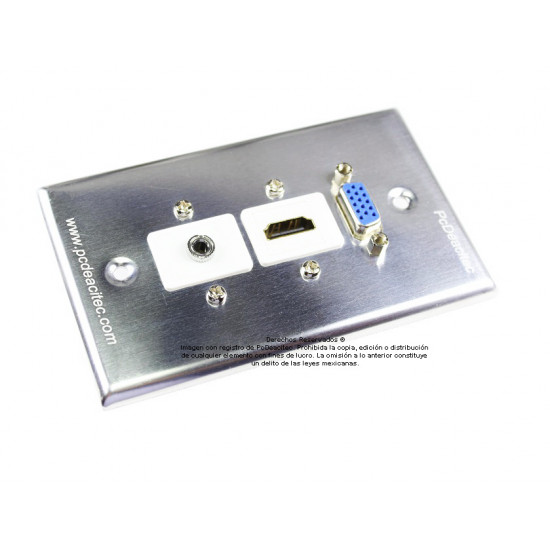 Placa tapa VGA + HDMI + Audio Jack 3.5 mm IDC en Aluminio