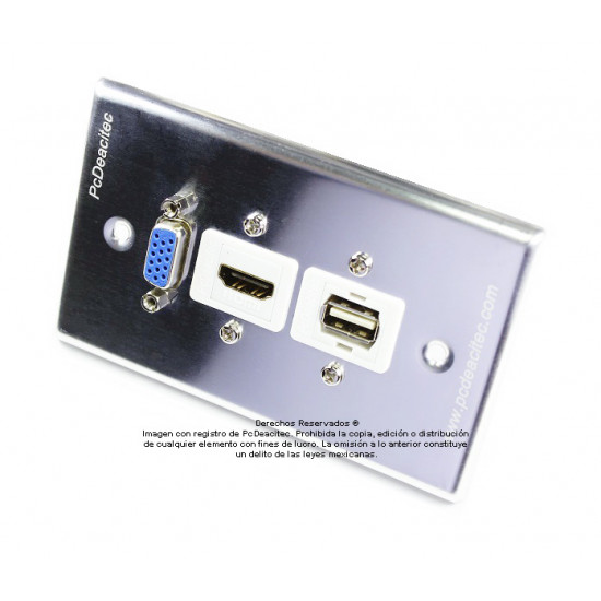 Placa Tapa VGA + HDMI + USB 2.0 en Aluminio