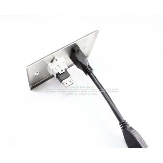 Placa Tapa HDMI pigtail + USB 2.0 en Acero Inoxidable Placa Tapa HDMI pigtail + USB 2.0 en Acero Inoxidable