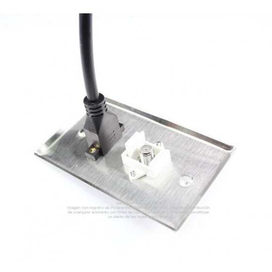 Placa Tapa HDMI pigtail + Coaxial tipo F para antena en Acero Inoxidable Placa Tapa HDMI pigtail + Coaxial tipo F para antena en Acero Inoxidable