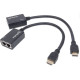 Extensor HDMI Cat5e ó Cat6, hasta 30 m, con pigtails HDMI