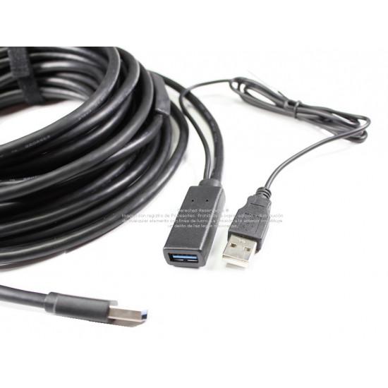 Cable extensión activa USB 3.0 tipo A macho a hembra de 10 m