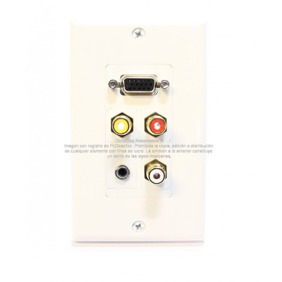 Placa Tapa Decora VGA + Audio Jack 3.5 mm a IDC + RCA AV en ABS