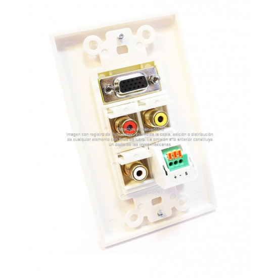 Placa Tapa Decora VGA + Audio Jack 3.5 mm a IDC + RCA AV en ABS