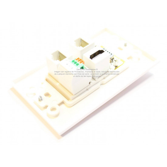 Placa Tapa Decora VGA + HDMI + Audio Jack 3.5 mm + 2 Cat5e cople ABS