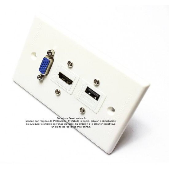 Placa Tapa VGA + HDMI + USB para Carga 1A 5v en ABS