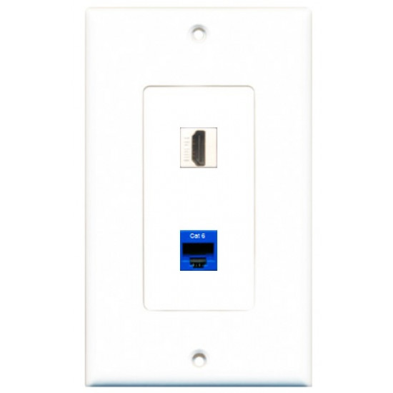 Placa Tapa Decora HDMI 4k keystone + Jack RJ45 Cat6 en ABS Placa Tapa Decora HDMI 4k keystone + Jack RJ45 Cat6 en ABS