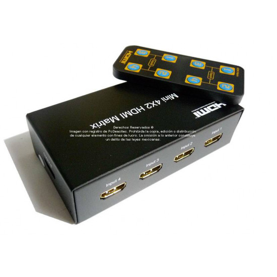 Matriz HDMI 4X2 Switch Splitter con control remoto