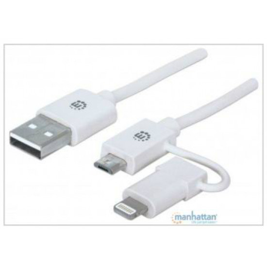 Cable USB a micro USB con adaptador lightning integrado de 1 m