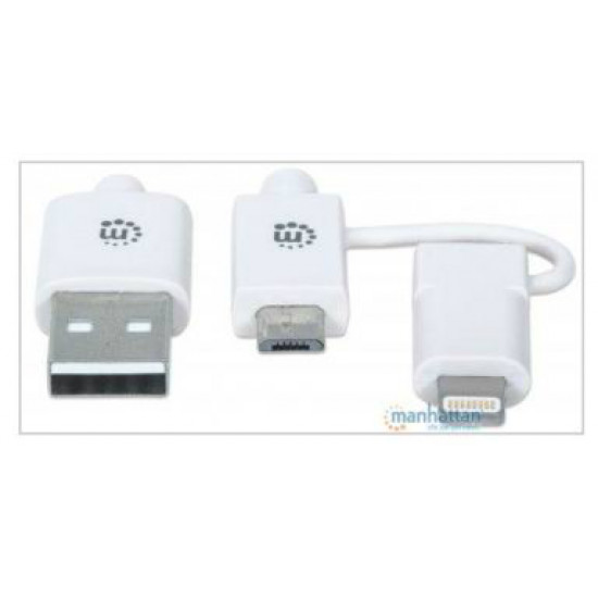 Cable USB a micro USB con adaptador lightning integrado de 1 m