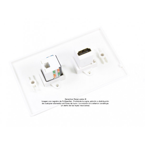 Placa Tapa HDMI + Jack RJ45 Cat5e en ABS Placa Tapa HDMI + Jack RJ45 Cat5e en ABS