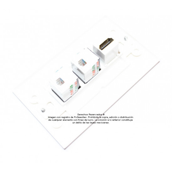 Placa Tapa Decora HDMI + 2 Jack RJ45 Cat5e en ABS Placa Tapa Decora HDMI + 2 Jack RJ45 Cat5e en ABS