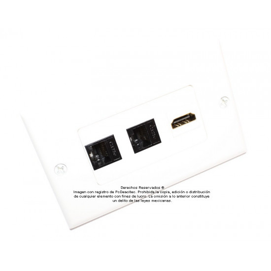 Placa Tapa Decora HDMI + 2 Jack RJ45 Cat5e en ABS Placa Tapa Decora HDMI + 2 Jack RJ45 Cat5e en ABS