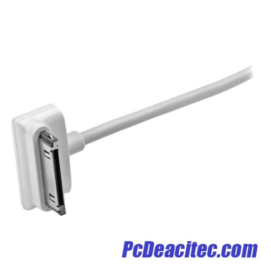 Cable Cargador 1m Conector Dock Connector 30 Pin Acodado Abajo de Apple a USB 2.0 iPod, iPhone y iPad