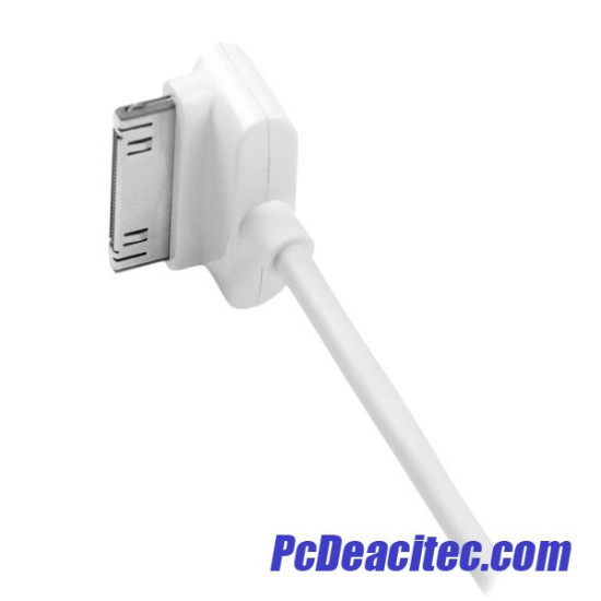 Cable Cargador 1m Conector Dock Connector 30 Pin Acodado Abajo de Apple a USB 2.0 iPod, iPhone y iPad