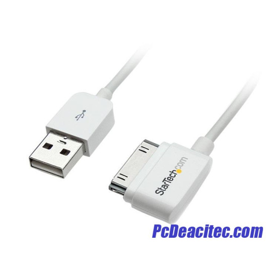 Cable Cargador 1m Conector Dock de Apple Ángulo Derecho 30 Pines a USB iPod, iPhone, iPad