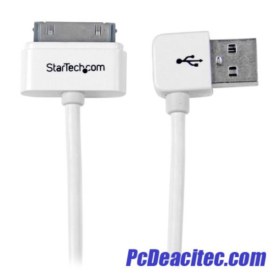 Cable Cargador 1m Conector Dock Connector de Apple 30 Pines a USB en Ángulo Izquierdo iPod, iPhone, iPad