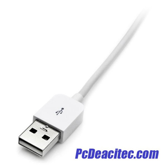 Cable Cargador 1m Conector Dock Apple Ángulo Izquierdo 30 Pines a USB iPod, iPhone, iPad