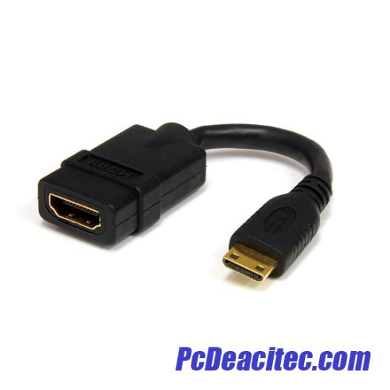 Pitail Mini HDMI a HDMI hembra de 12 cm