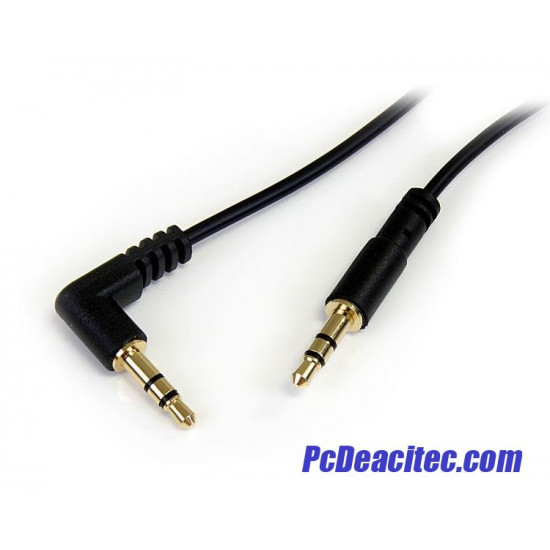 Cable audio plug 3.5 mm a plug 3.5 mm estéreo en ángulo derecho de 91 cm